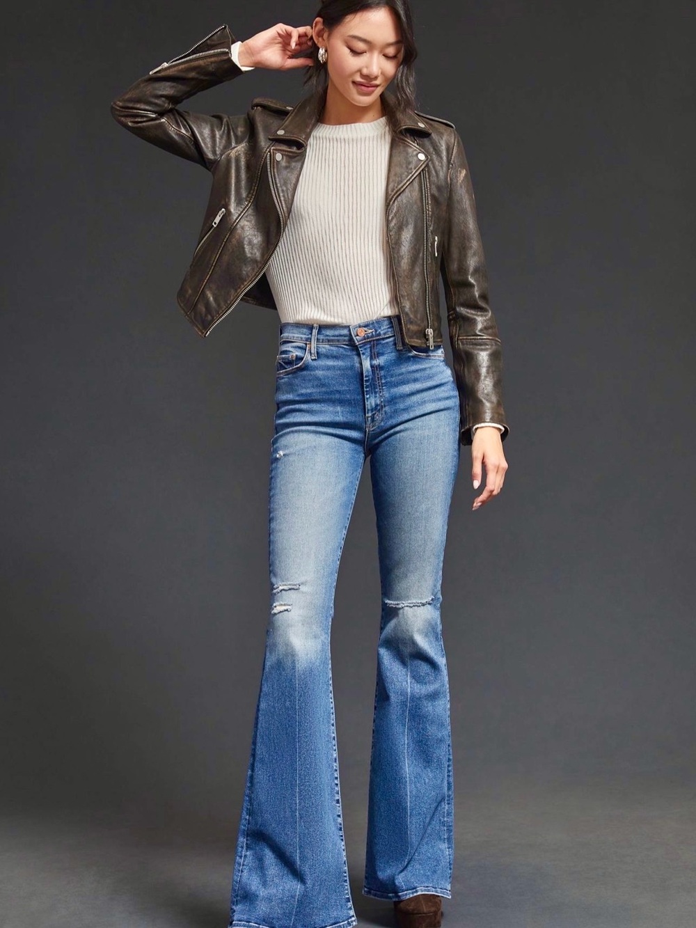 Mother High-Rise Blue Flare Jeans